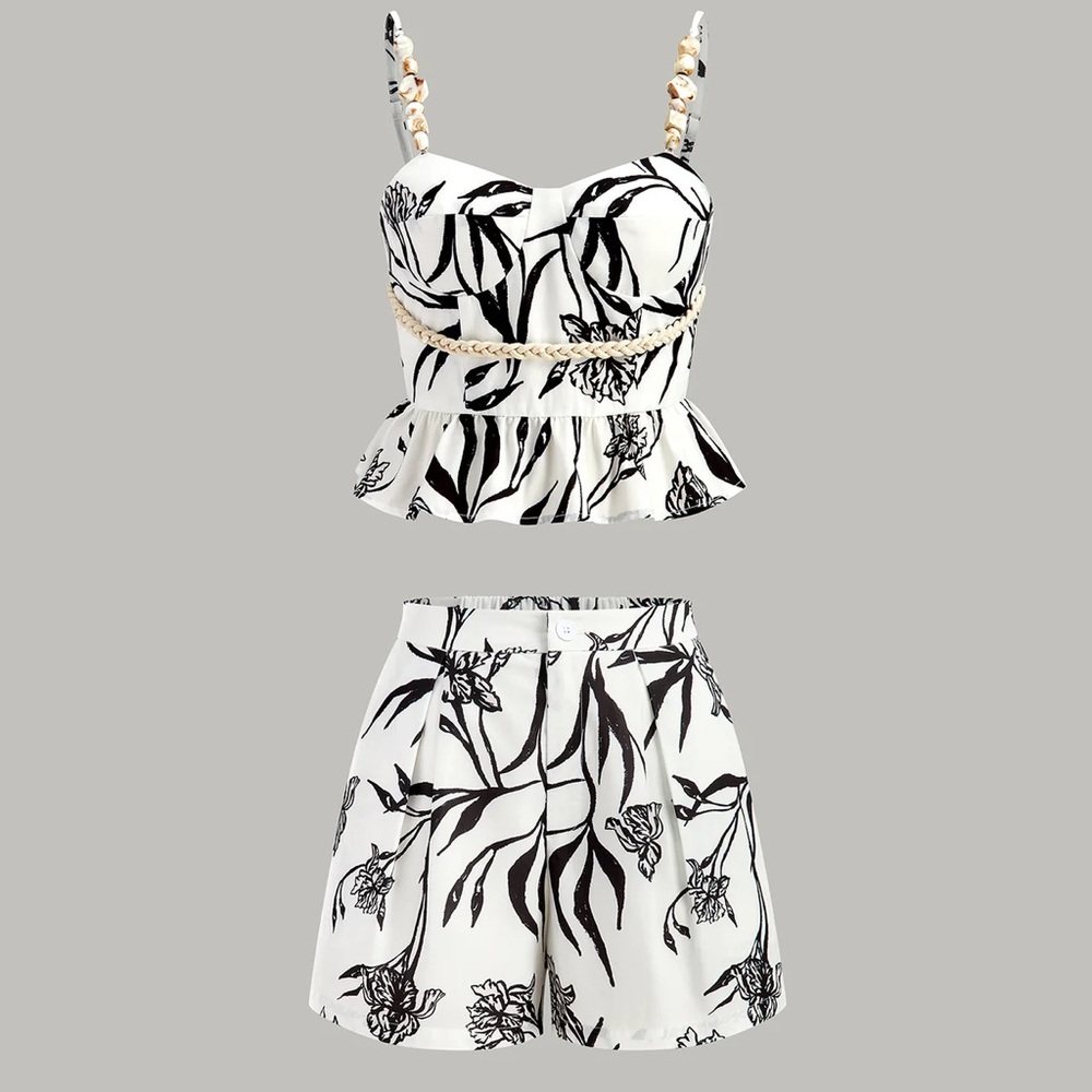 Commense Black and White Floral Women Shorts - Picture 3 of 9